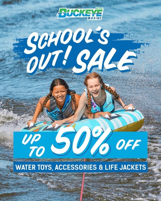 School is OUT and water toys, accessories, and life jackets are on SALE, with select items as much as 50% OFF. Everything you would possibly need to inject more fun into your cottage weekends — find it at Buckeye Marine
—
10% OFF Water Toys
30% OFF Select accessories
50% Black Mustang Survival Life Jackets
—
