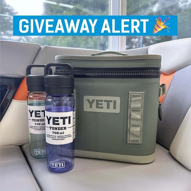 🎉 GIVEAWAY ALERT! 🎉

We’re excited to announce a new YETI giveaway 🎁 Here’s your chance to win a Yeti Hopper Flip soft cooler with TWO Yeti Yonder 750mL water bottles! (A $400 value)

How to Enter:

Follow our Instagram
Like this post.
Tag 2 friends in the comments below
Share this post in your Story and tag us!

**Giveaway ends on August 2nd. Winners will be announced on August 3rd. Good luck! 🍀